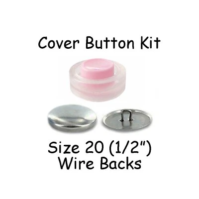 Size 20 (1/2 inch) Cover Buttons Starter Kit (makes 10) with Tool - Wire Backs  - Image 1 of 2