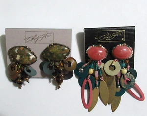 Chipita Earrings Semi Precious Stones NOS 2 Pr - Picture 1 of 2