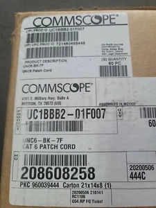 Commscope Uniprise UC1BBB2-01F007 Cat6 Patch Cord, UNC6-BK-7F, Black, 7ft - Picture 1 of 3