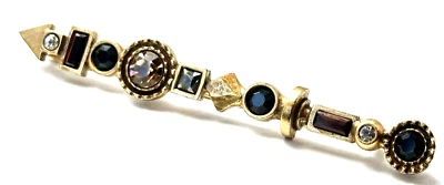 Vintage Patricia Locke Gold Plate Swarovski Colored Crystal Arrow Brooch 3.5" - Image 1 of 4