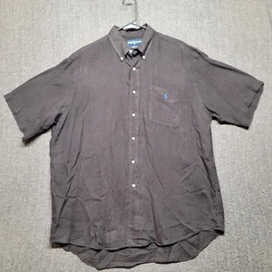 Polo Ralph Lauren camicia uomo grande Blaire nero lino bottoni blu pony spiaggia - Foto 1 di 10