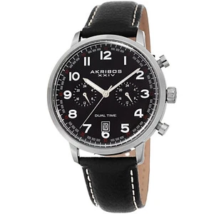 Nuevo Modelo Hombre Akribos XXIV AK1023BK Cronógrafo Correa Cuero Negro Reloj - Imagen 1 de 1