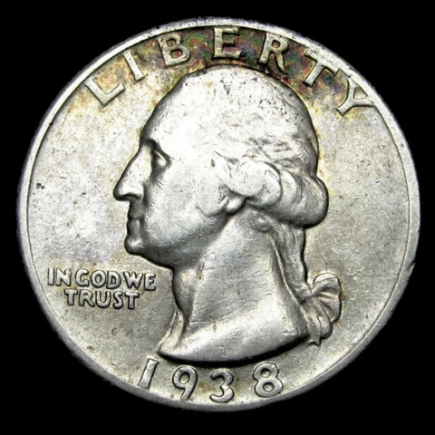1938-S WASHINGTON SILVER QUARTER ***XF*** COLOR TONING! SCARCE! FREE SHIPPING! Cover