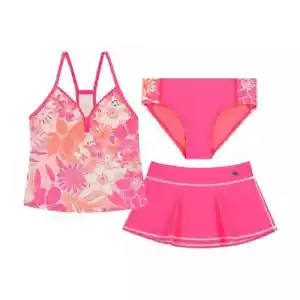ZeroXposur Girl's Bobble Trim 3-P Tankini/Brief/Skirt Cover-Up Set (C38317) 7/8 - Picture 1 of 8