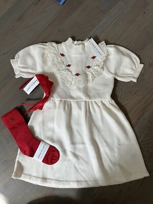 NWT Janie and Jack girl WINTER HOLIDAY 3-piece ivory sweater dress socks SET 5T - Image 1 of 4