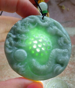 Certified Green Burma 100% Natural A Jade jadeite pendant Dragon Bead 招财龙 857610