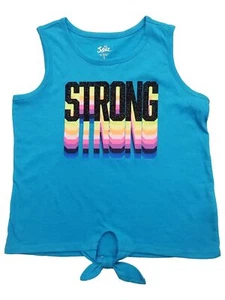 Justice Girls Blue Black & Neon Strong Sleeveless Shirt Tank Top - Picture 1 of 1