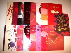 Lot of 17 SPANISH VALENTINE'S DAY CARDS: Feliz Dia Del Amor ESPOSA / ESPOSO - Picture 1 of 13