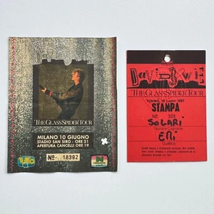 DAVID BOWIE Concert ticket The Glass Spider Tour 1987 + Press pass Milan June 10 - Picture 1 of 15