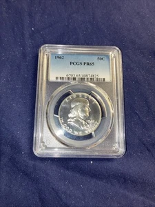 Medio dólar Franklin 1962 prueba graduación profesional Pr65 - Imagen 1 de 2