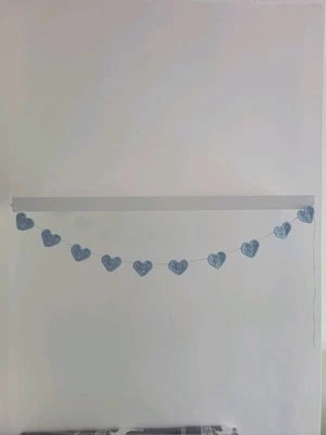 Banderín de corazón de algodón hecho a mano azul bebé - 10 corazones. Crochet 150cm Foto 1 de 3