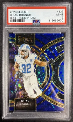 2023 Panini Select Brian Branch Blue Disco Rookie Prizm /25 #135 PSA 9 - Detroit - Image 1 of 2