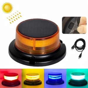 LED Rundumleuchte Blinkleuchte Magnet Drehbare Lichter Solar+USB-Aufladung - Bild 1 von 16