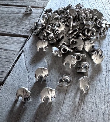 10 Stück Mini Metallknöpfe Elefant 10mm sehr kleine altsilber Ösenknöpfe - Bild 1 von 4