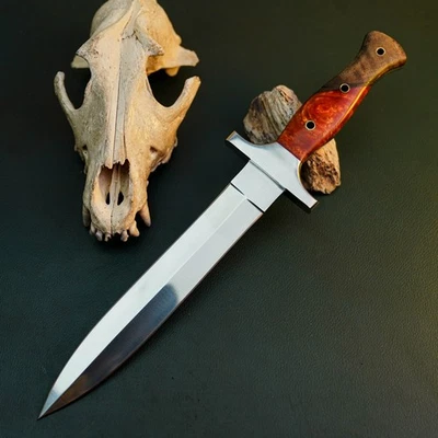 Cuchillo Damasco/Acero 12.8" Listo para Regalo Full Tang Hunt it Hunt + Funda de Cuero Foto 1 de 4