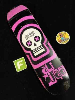 SUPER RARE Ali Boulala Pink Black Skull FLIP Skateboard Deck Pro Model - Image 1 of 4