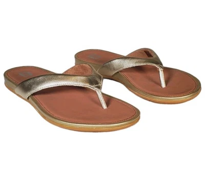 FitFlop Gracie Leather Toe Post Flip Flops Platino Metallic Slip-On Women's US 7 - Image 1 of 4