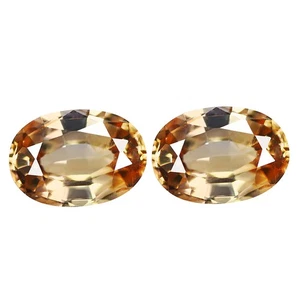 2.23 Ct IF  [2Pcs Pair] Sparkling Oval 6.8 x 4.9 MM Brown 100% Natural Zircon - Picture 1 of 5