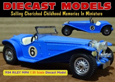 BLUE 1934 RILEY MPH SPORTS CAR; RARE OLD MATCHBOX YESTERYEAR Y-3 UK MADE DIECAST - Image 1 of 4
