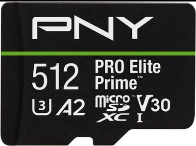 Memoria flash microSDXC PNY 512 GB PRO Elite Prime™ C10 U3 V30 A2 512 GB, negra  Foto 1 de 2