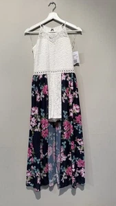 NWT RARE EDITIONS ROMPER DRESS GIRLS High-Low Floral Summer Special Occasion 16 - Picture 1 of 10