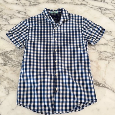 Camisa informal a cuadros azul con botones Scotch and Soda para hombre, talla pequeña, corte ajustado Foto 1 de 4