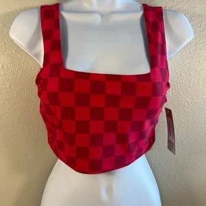 Bikini donna taglia XS Albion Fit magenta check Olivia nuoto crop top - Foto 1 di 9