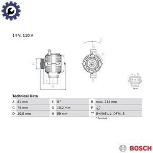 ALTERNATOR 0 986 045 370 FOR FORD AUSTRALIA TRANSIT/Van/Platform/Chassis/Bus - Picture 1 of 11