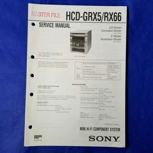 SONY HCD-GRX5 HCD-RX66 manuale di servizio carta originale OEM guida di riparazione - USA - Foto 1 di 10