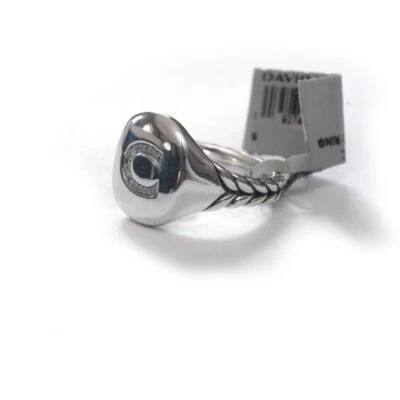 Anillo DAVID YURMAN Nuevo Pavé Inicial Letra C Pinky en Diamante y Plata Talla 5 Foto 1 de 4