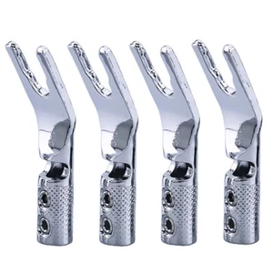 Reines Kupfer Y Spaten Stecker HiFi Lautsprecher Gabel Stecker DIY rhodiniert - Bild 1 von 8