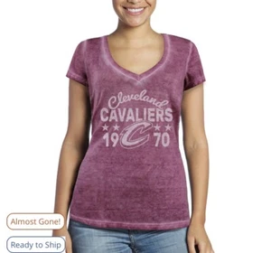 Cleveland Cavaliers Majestic Women's City Over Pop Premium V-Neck T-Shirt Size M - Picture 1 of 5