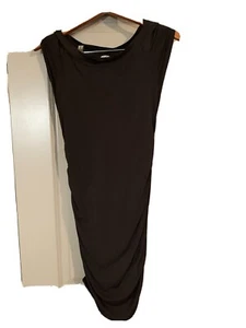 Woman's Sleeveless Brown Dress 3DOT MED Fitted with gathered sides viscose/poly - Picture 1 of 11