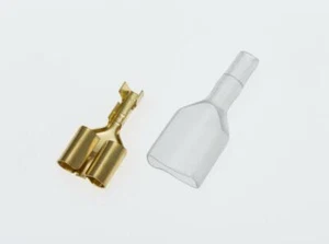 3.9mm Double Female Japanese Motorcycle Auto Bullet Terminals w/ Soft PVC Sleeve - Picture 1 of 3