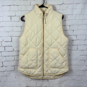 Gilet J Crew Donna Media Trapuntato Foderato Cerniera Intera Imbottito Gilet Crema - Foto 1 di 8