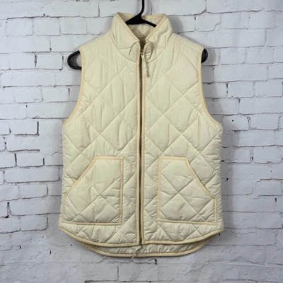 Жилет женский J Crew средний стеганый пуховик с подкладкой на молнии с подкладкой жилет кремовый - Изображение 1 из 4