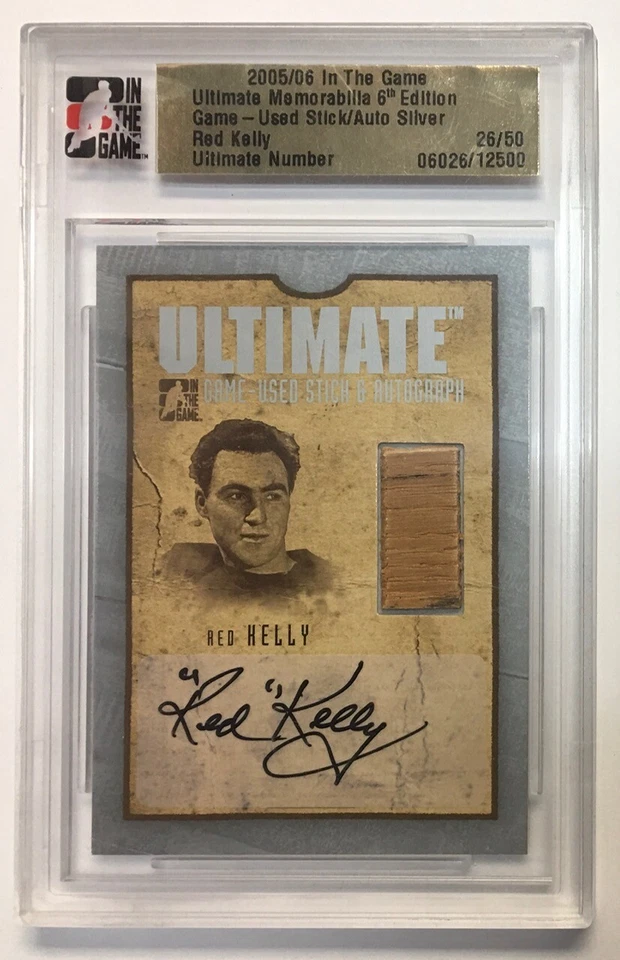 2005-06 ITG Ultimate Memorabilia Game-Used Stick & Autograph Red Kelly 26/50 - Image 1 of 1