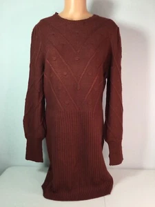 ADRIENNE VITTADINI Burgundy Long Sleeve Sweater Dress. Length: 37.5”. NEW. - Picture 1 of 7