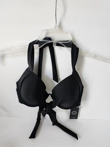 RELLECIGA Halter Bikini Top Women’s Size M Black Push Up Underwire NWT - Picture 1 of 9
