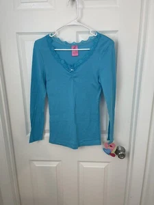 Fruit of the Loom A Fresh Collection Girls Size M Aqua Long Sleeve Sleep Shirt - Picture 1 of 4