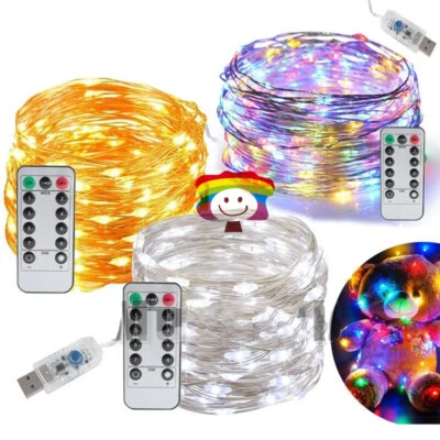 USB Twinkle LED String Fairy Lights Copper Wire Party Garden Remote 50-200 LED - Image 1 of 4