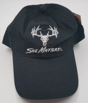 Size Matters Antlers Adjustable Strapback Hunting Outdoor Black Baseball Hat Cap - Image 1 of 4