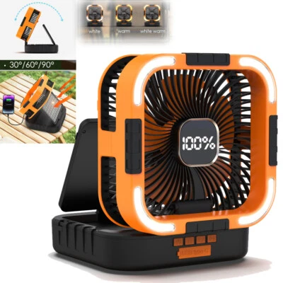 Portatil Ventilador De Aire Frio USB Recargable Abanico Piso Outdoor Con LED Luz - Image 1 of 4