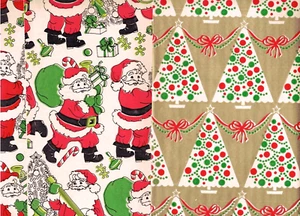 3 BLATT VINTAGE 70ER JAHRE GESCHENKPAPIER WEIHNACHTSMÄNNER, WEIHNACHTSBÄUME - Bild 1 von 1