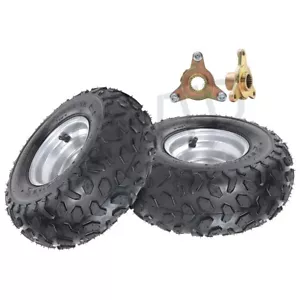Pair 145/70-6 Tire Rim Wheel + Rear Axle Hubs for ATV Quad Go Kart 70 90 110cc - Picture 1 of 12