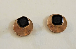 PAIR ANTIQUE AUSTRALIAN INVICTA 9CT GOLD & HEXAGONAL ONYX DRESS STUDS 1.89g #18 - Picture 1 of 5