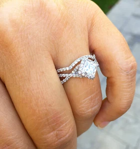 IGI Certified 14k White Gold Princess Lab Grown Diamond Engagement Rings 1.80ctw - Picture 1 of 9