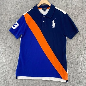 Polo Ralph Lauren Youth Boy Extra Large Big Pony Blue Orange Short Sleeve Rugby - Picture 1 of 10