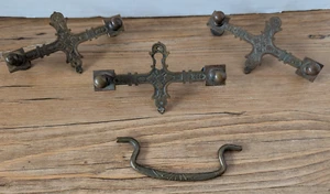 Antik/Vintage Messing gestempelt Zieher 3er Set, einer mit Schlüsselloch - Bild 1 von 9
