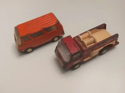 Винтажный оранжевый фургон и красный грузовик Tonka Wagon - Изображение 1 из 4